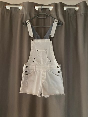 Salopette short en jean blanc Bonobo