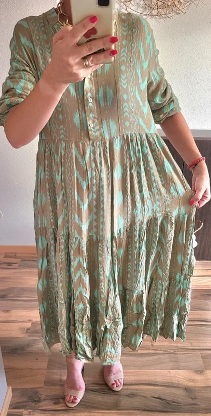 Robe longue ample - Vert d'eau - Neuve avec étiquette - Plusieurs tailles disponibles - photo numéro 10