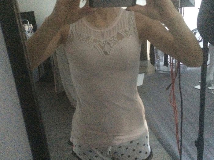 Débardeur motif dentelle rose pâle H&M