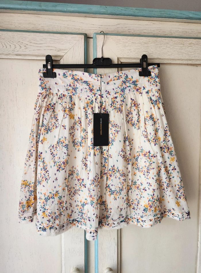 Jupe blanche fleurie plissée Zadig et Voltaire neuve