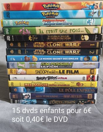 Lot 15 dvds enfant dessins animés et films