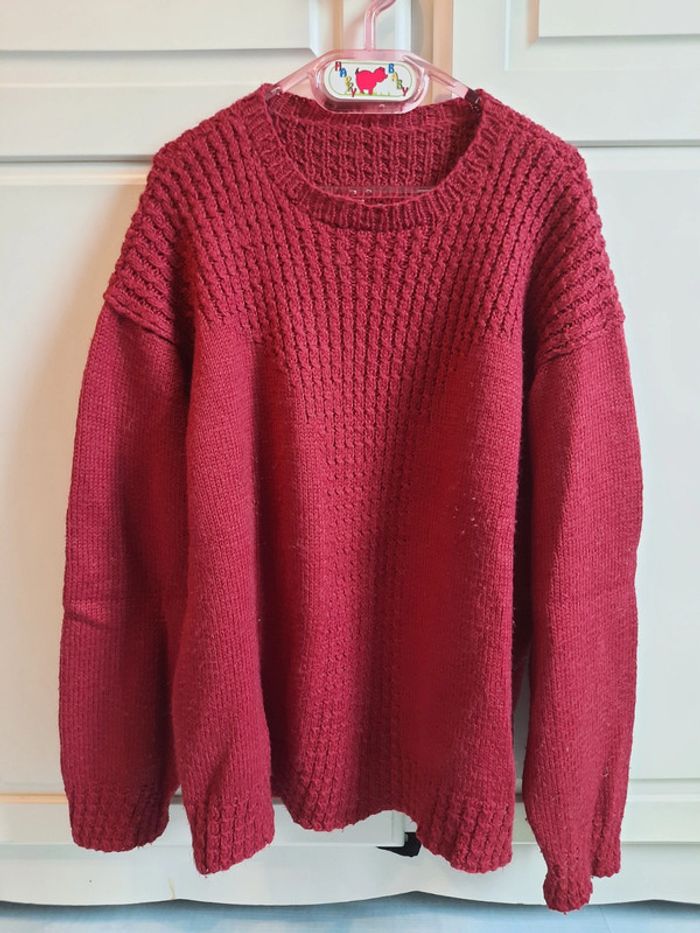 Pull tricoté main lie de vin L/XL