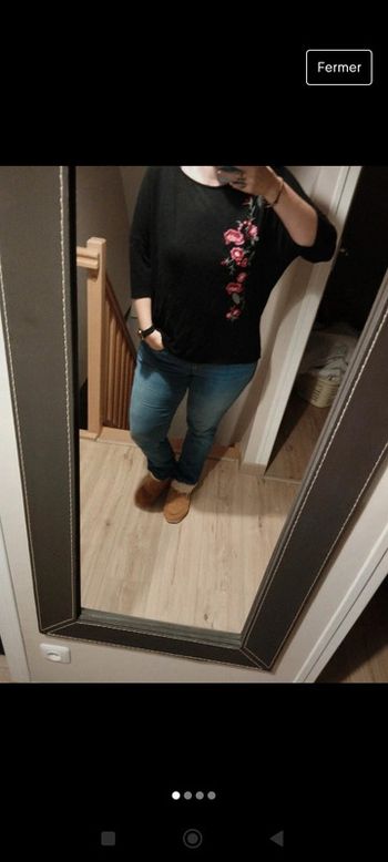 Superbe pull oversize manches 3/4 brodé taille xl Pimkie