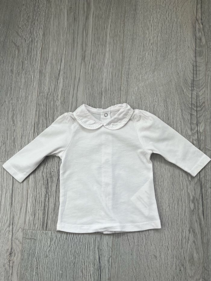 Robe grise à pois argentés + tee-shirt col Claudine – 3 mois - photo numéro 3