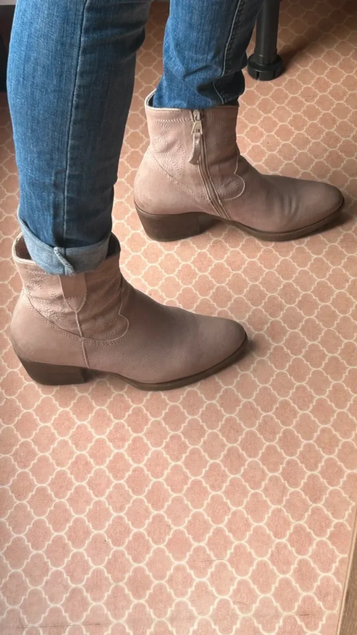 Bottines Mjus cuir beige rosé - photo numéro 2