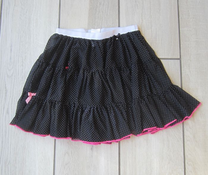 Jupe frou frou noire a pois blancs - photo numéro 5