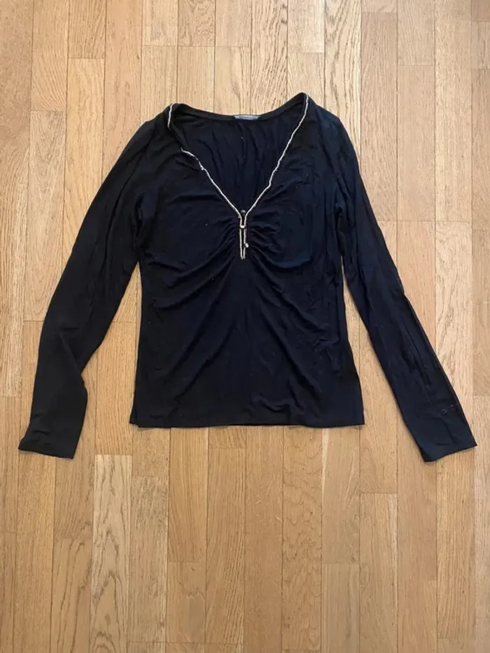 Top en viscose noire et strass Roccobarocco taille 48 IT (44 FR) - photo numéro 2