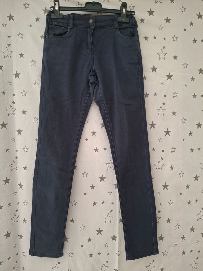 Jeans bleu marine Slim fit réglable bouton pression 12 ans Kiabi - photo numéro 2
