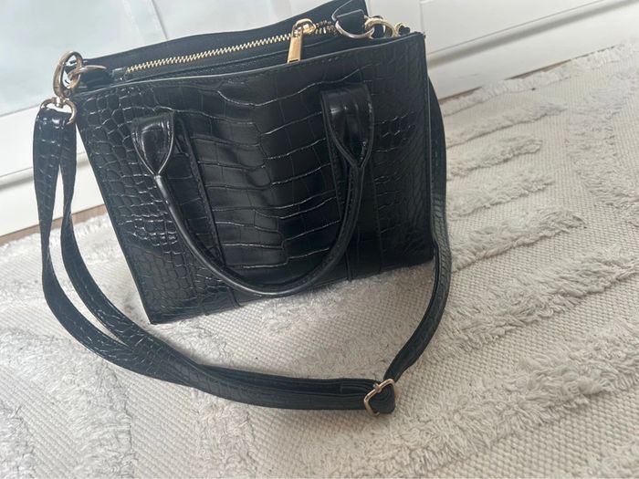 Sac bandoulière noir croco