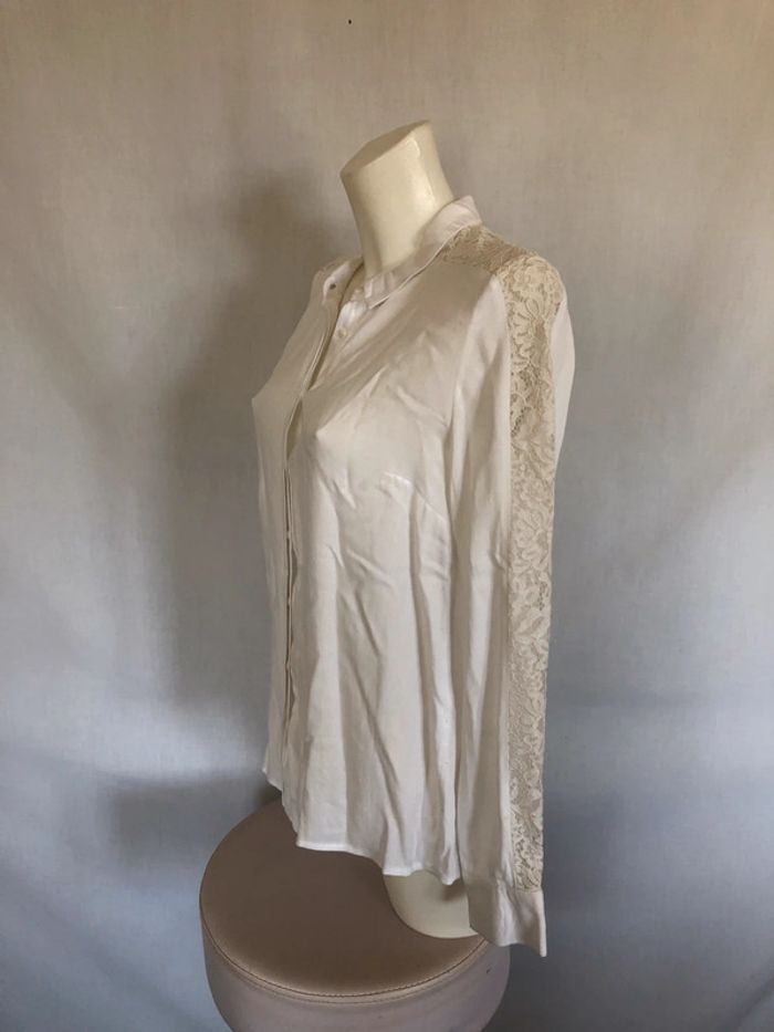 Chemise blanche manches longues dentelle Promod taille 36 38 très bon état - photo numéro 8