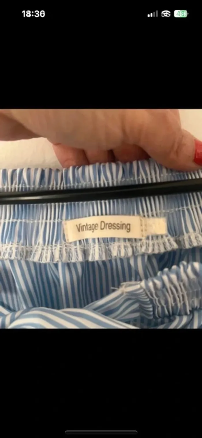 Blouse à rayures bleu ciel - épaules dénudées - taille unique - photo numéro 3