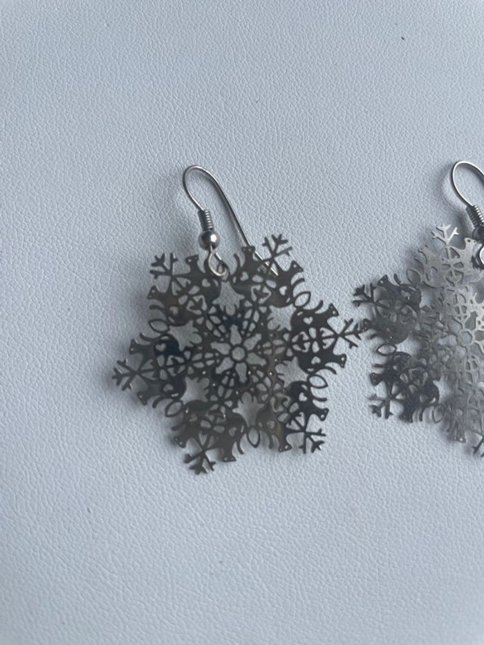 Boucles d’oreilles flocons acier inoxydable - photo numéro 2