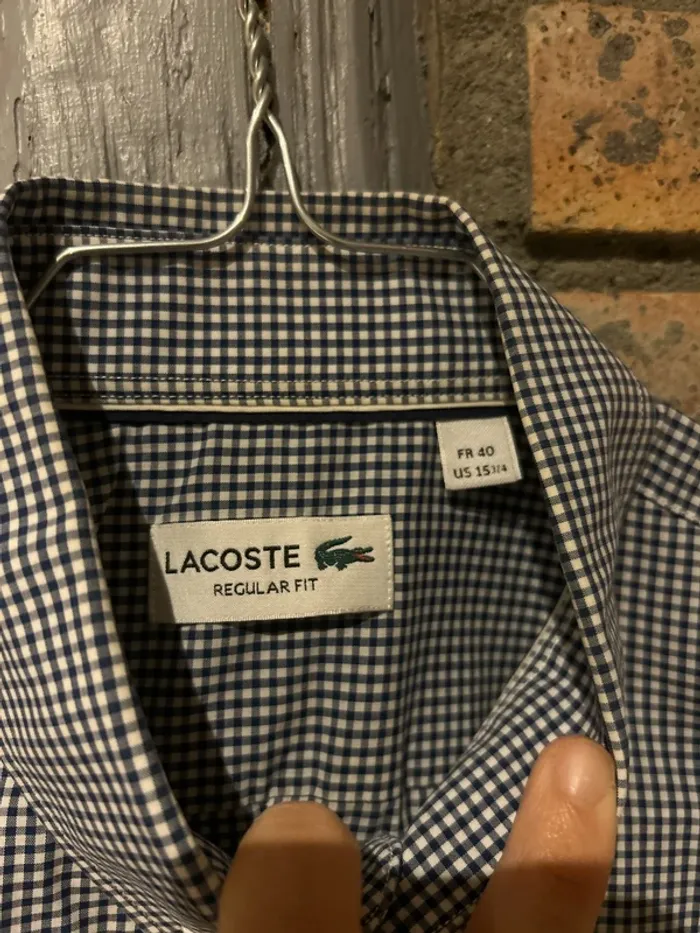 Chemise à carreaux manches courtes, Lacoste taille 40 - photo numéro 2