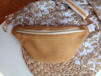 Sac banane velours  moutarde uni