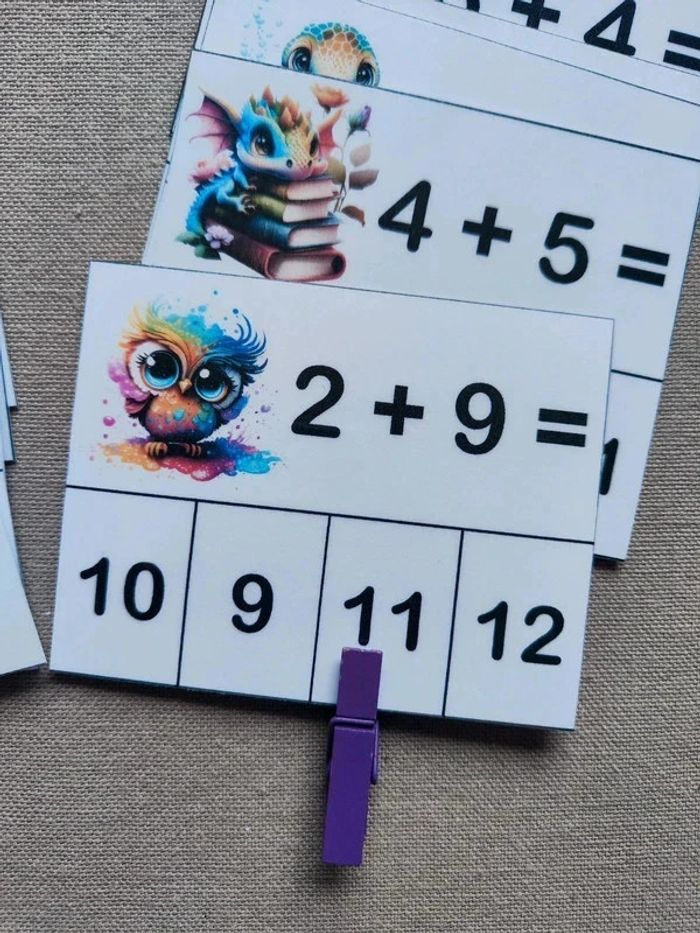 36 cartes à pince additions - photo numéro 2