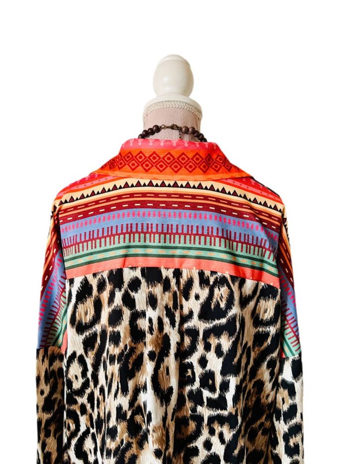 🧡🐆Chemise léopard oversize funky chic ethnic wild tribal multicolored animal shirt🐆🧡 - photo numéro 11