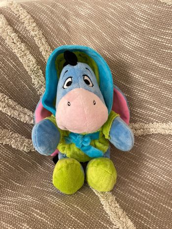 Peluche doudou 30cm Disney bourriquet âne bleu et vert très bon état