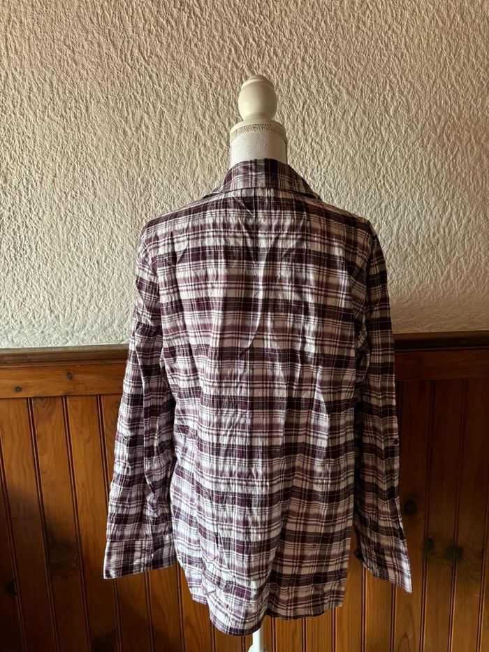 Chemisier à carreaux blanc et violet Taille 4XL / 48 - photo numéro 3