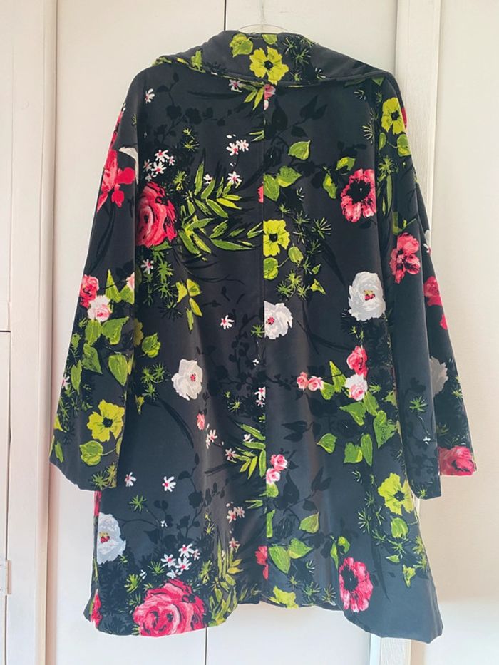 Manteau en velour Kenzo noir et fleurs 40 - photo numéro 11