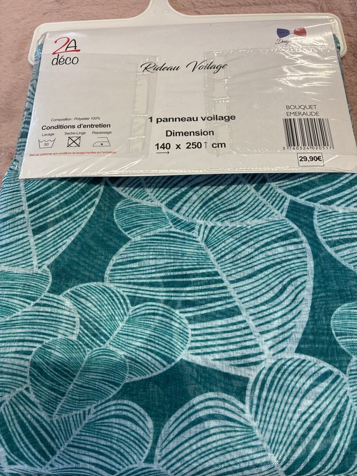 Lot de 2 voilages vert canard feuillages 140x250 2Adeco - photo numéro 5