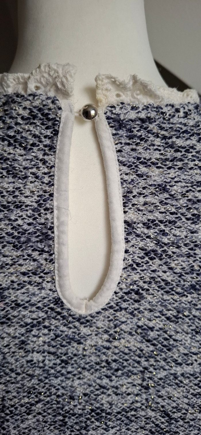 Pull chiné bleu marine et blanc T.38 Naf Naf - photo numéro 5