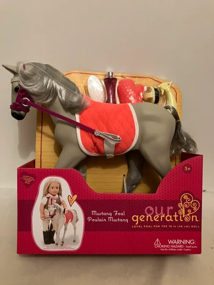 Cheval gris pour poupée