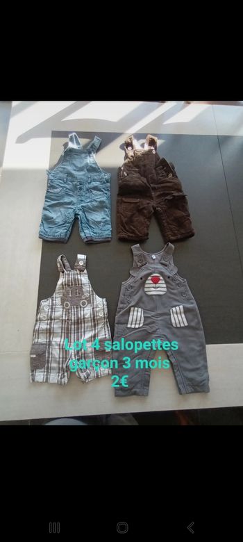 Lot 4 salopettes garçon 3 mois