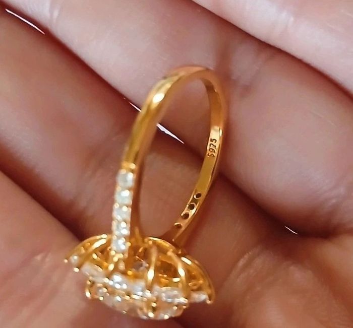 Bague argent plaqué or jaune Moissanite - photo numéro 9