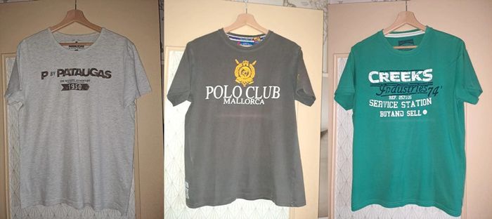 Lot de 3 T-shirts homme L avec petits défauts voir photos légère et décoloration de pliage - photo numéro 2