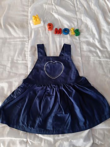 Robe bleue motif coeur - 9 mois