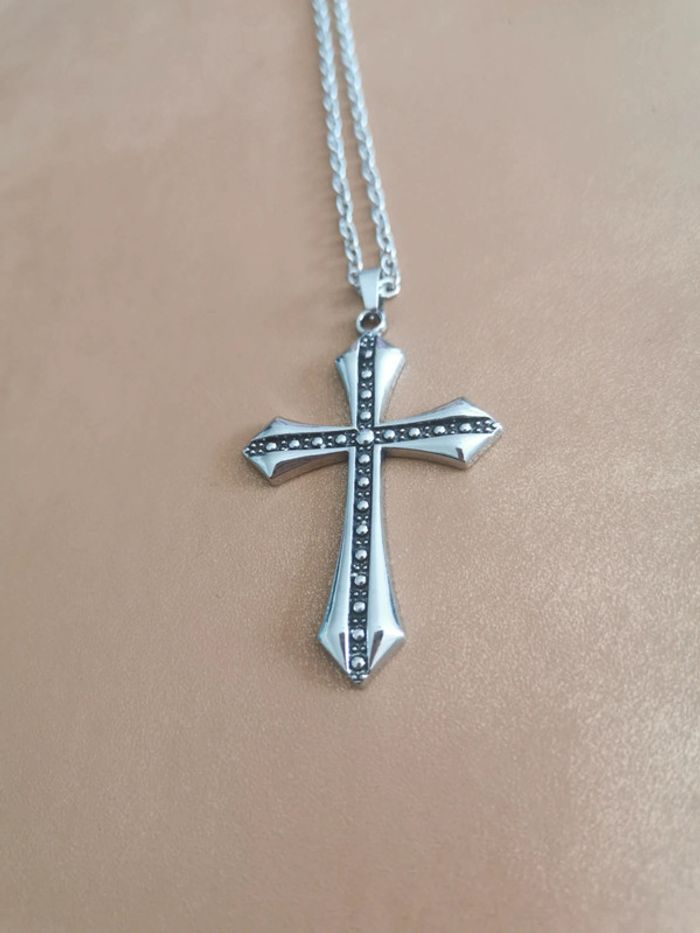 Collier et pendentif croix chevalier templier - photo numéro 2
