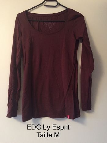 T-shirt manches longues bordeaux EDC Taille M