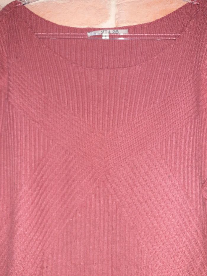 Pull long en maille vieux rose - - photo numéro 2