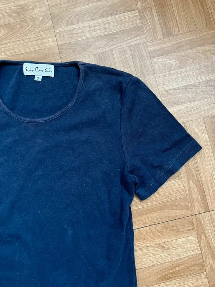 T-shirt bleu marine Soie Pour Soi - photo numéro 2