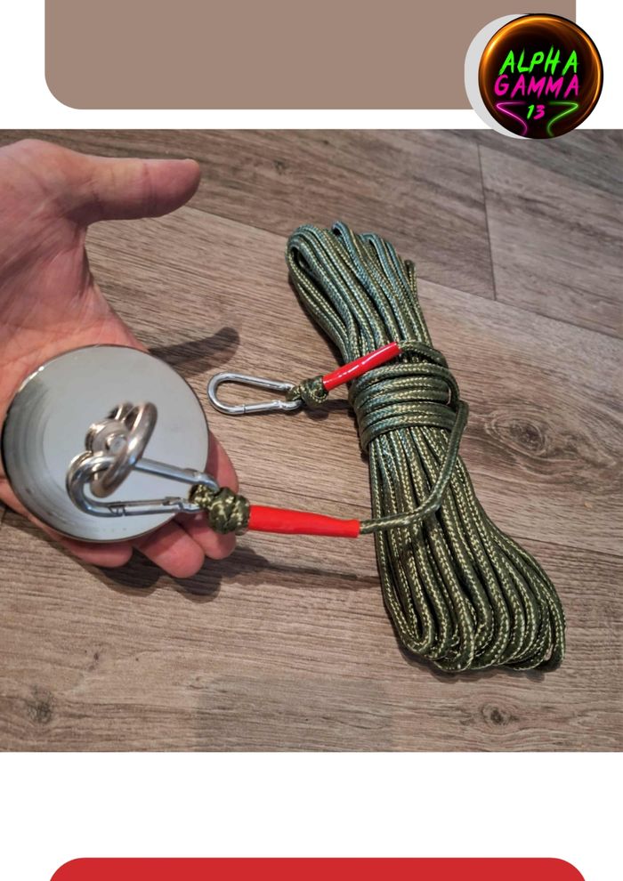 Pêche à l'aimant 300Kg ultrapuissant Ø90Mm+ corde et 2 mousquetons 20M x Ø8Mm - photo numéro 9