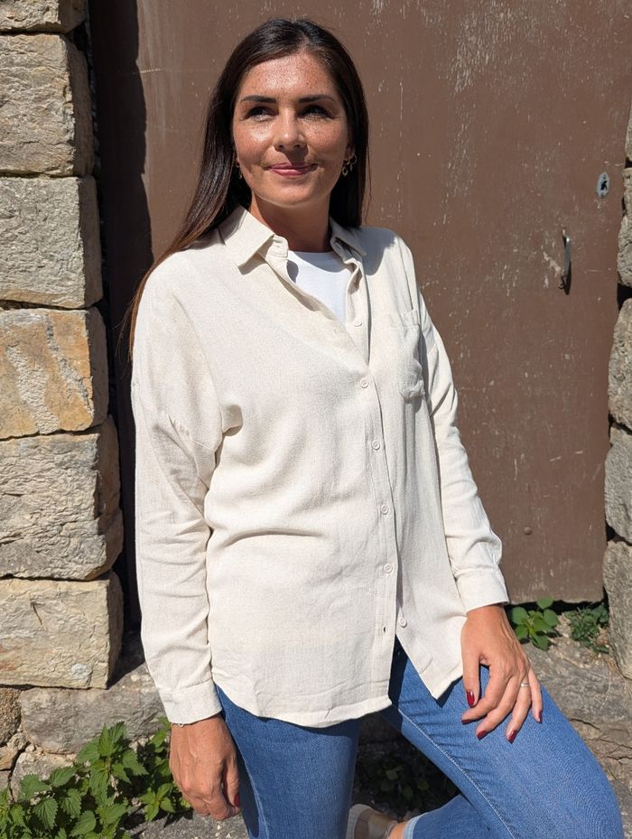 Chemise en lin écru Agen oversize 
Taille S/M - photo numéro 3