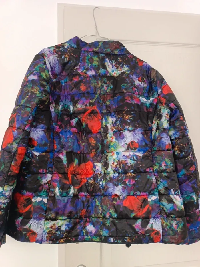 Veste manteau noir fleuri canda c&a L mi-saison - photo numéro 9