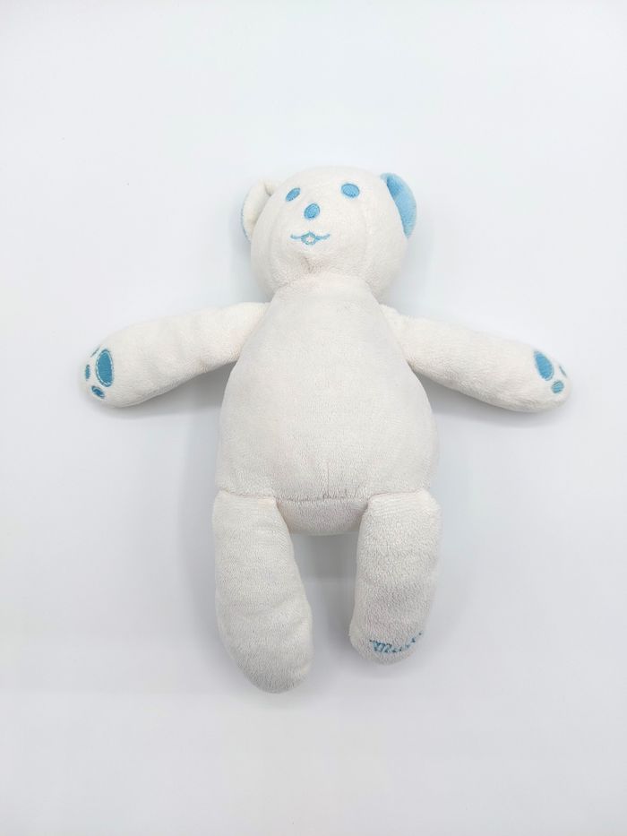 Peluche doudou ours MUSTI MUSTELA blanc bleu 24 cm - photo numéro 4