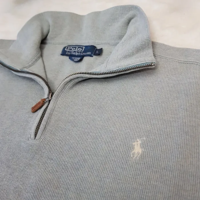 Pull Camionneur half demi zip Ralph Lauren L Gris - photo numéro 4