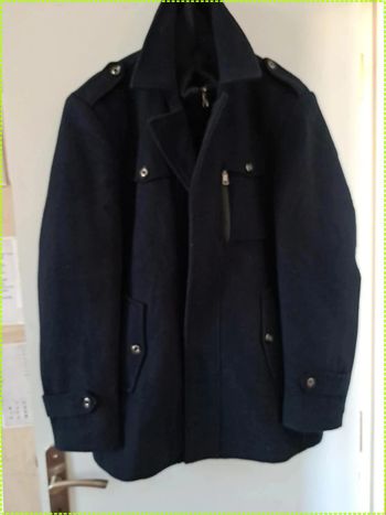 Parka caban homme Kudoro taille L bleu marine laine