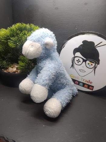 doudou peluche mouton pediatril blanc bleu spirale poil fourrure DD003702