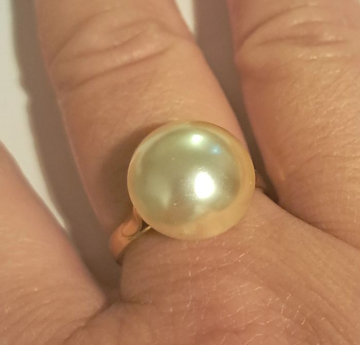 Bague dorée avec perle fantaisie - photo numéro 2