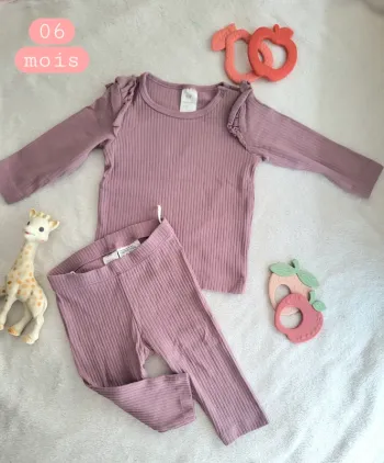 Ensemble lila H&M mi saison 06mois