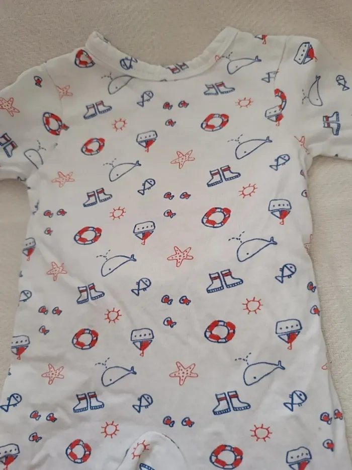 🎀 joli pyjama blanc imprimé taille 1 mois kimadi 🎀 - photo numéro 2