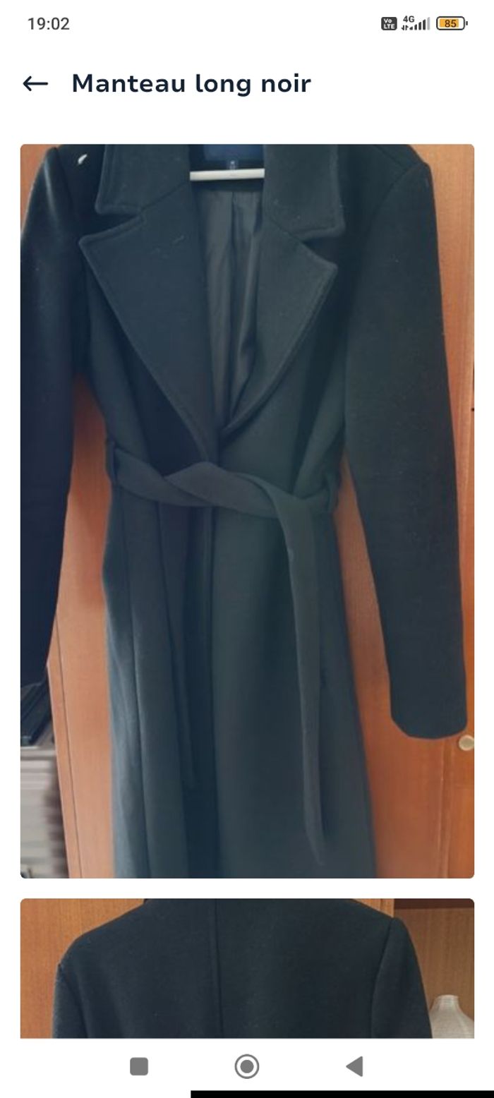 Manteau long noir femme