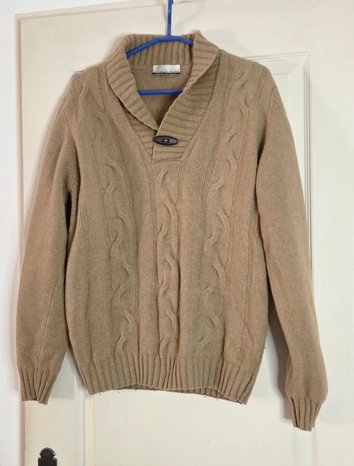 Pull Giorgio Porta 🇮🇹 100 % laine d’agneau – col châle torsadé – Made in Italy – très bon état