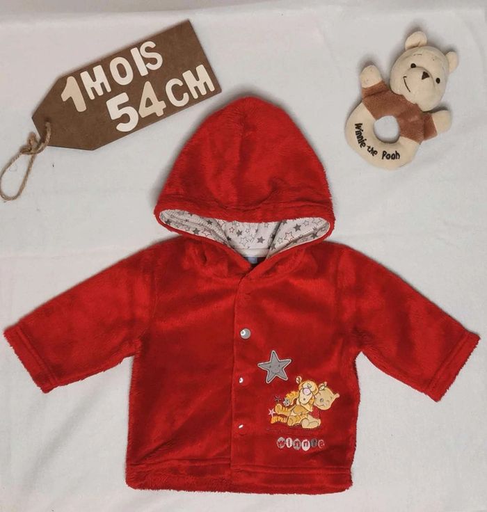 Ensemble Disney  👣 mixte  veste à  capuche rouge et pantalon chaud blanc,  1 mois/54cm - photo numéro 4