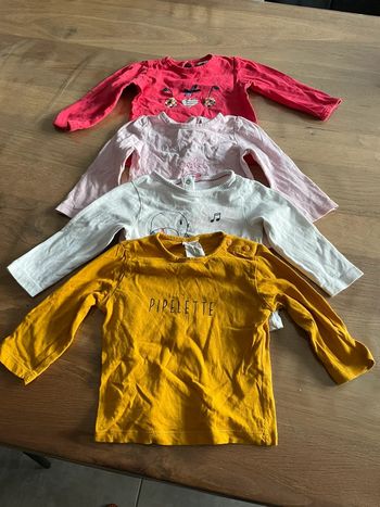Lot de 4 tee shirts fille 12 mois