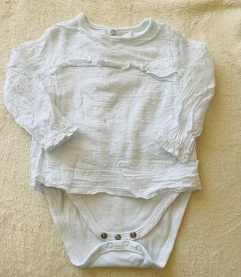 Bodie / body avec haut manche longue intégré 12mois 74cm mes petits cailloux