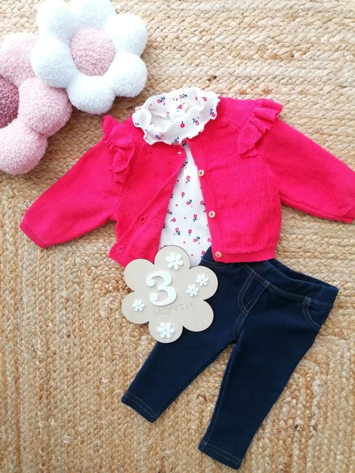 Ensemble 3 pièces : Tregging, tee-shirt, gilet - Tape à l'oeil - 3 mois - photo numéro 2